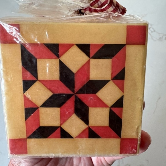Vintage Jim Shore Heartwood Creek Lone Star Quilt 3" Block Candle / 2003 / NIB - Picture 6 of 9